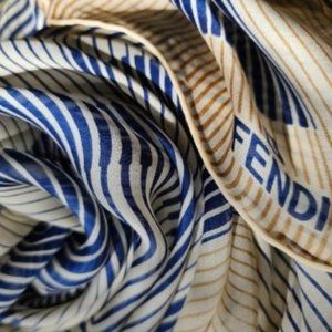 Fendi Vintage FF Logo Thin Silk Scarf!